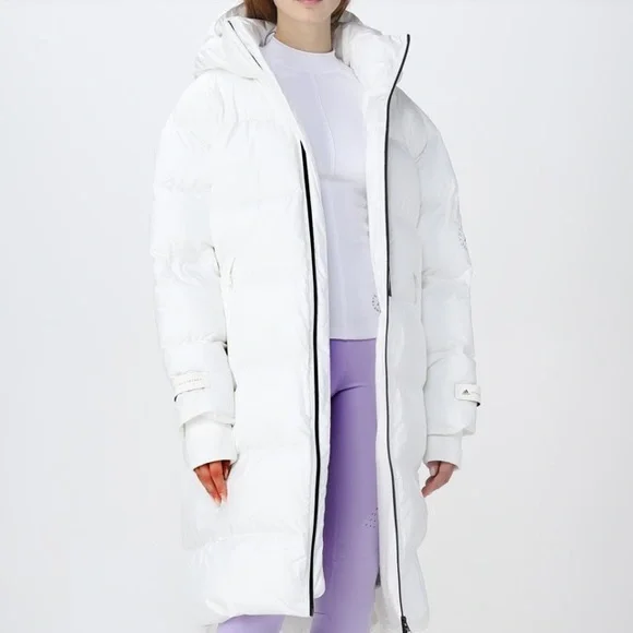 Adidas by Stella McCartney Long Puffer Jacket in Cloud White H58127 Size XL New - Picture 7 of 9